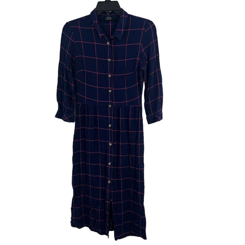 Bershka Purple Plaid Shirt Dress Small